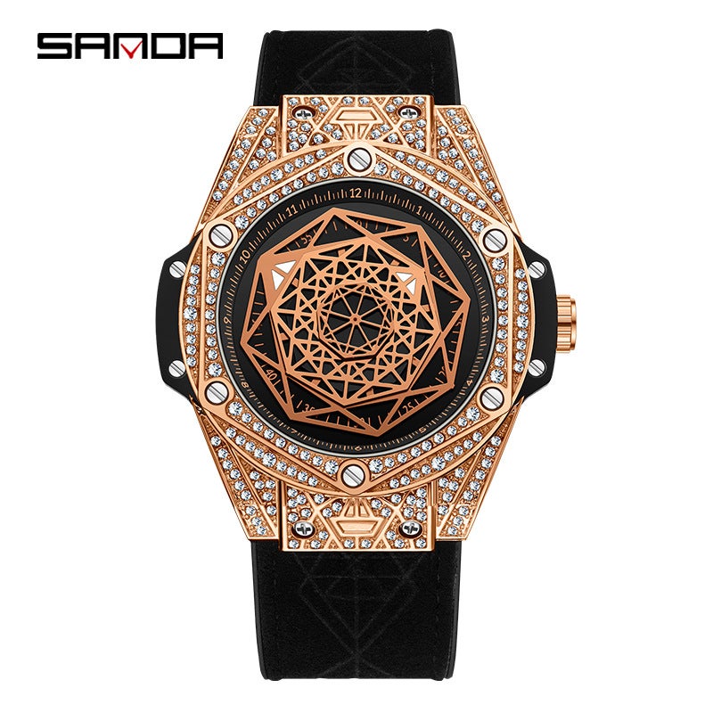Watch Men Live Explosions Real Belt Automatic Mechanical Watch Live Explosions Luminous Waterproof Fashion Diamond Simple - Image 1